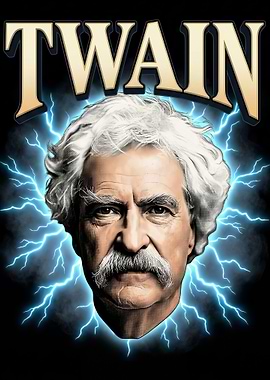 Mark Twain Portrait with Lightning