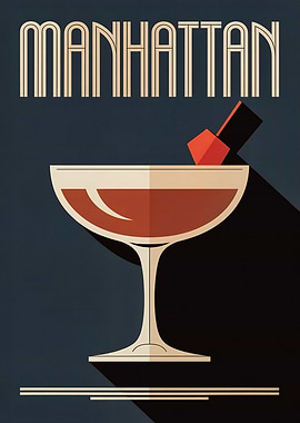 Minimalist Retro Manhattan Cocktail