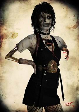 Cyberpunk Zombie Woman