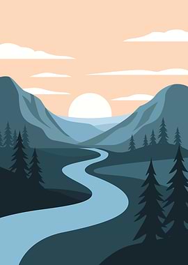 Serene Mountain River Landscape