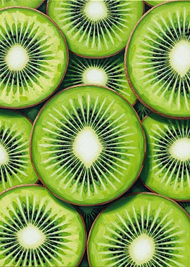 Close-up of Sliced Kiwis