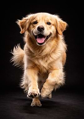 Happy Golden Retriever Running