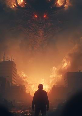 Giant Demon Over City