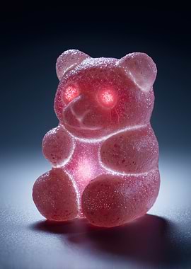 Glowing Gummy Bear with Red Eyes