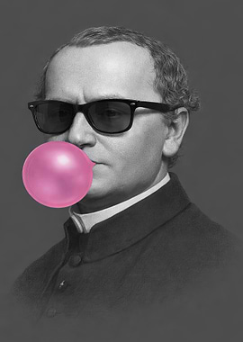 Gregor Mendel Sunglasses Chewing Bubble Gum