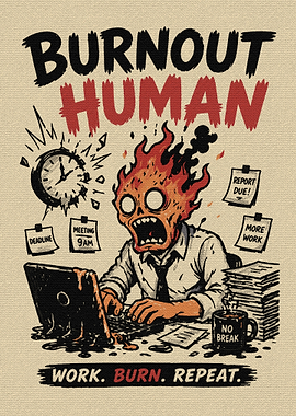 Burnout Human Illustration