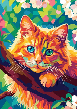 Pop Art Orange Cat in Nature