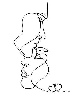 Minimalist Couple Kissing Line Art
