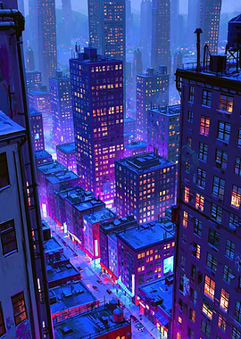 Neon Cityscape at Night