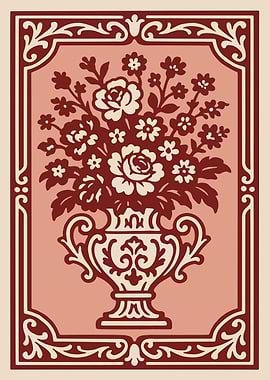 Floral Vase with Ornate Border