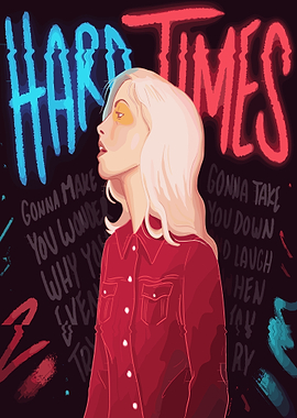 Paramour Woman in Red Shirt with Neon Text