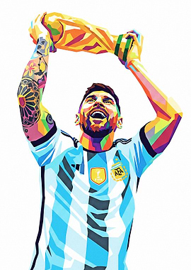 Lionel Messi Holding the World Cup