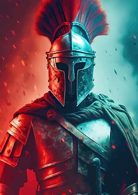Warrior in Red and Blue Armor