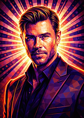 Man in Suit with Radiant Background