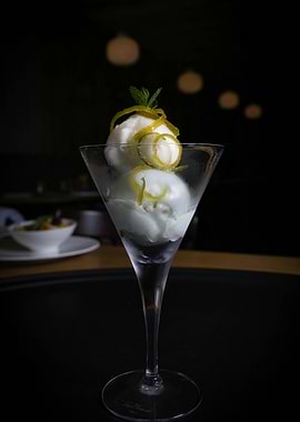 Lime Sorbet in Martini Glass