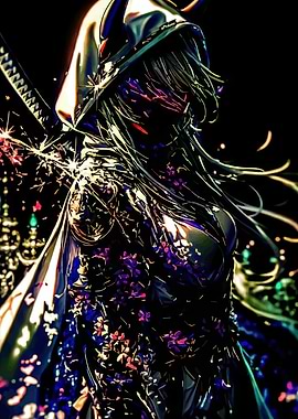 Dark Fantasy Warrior with Flowers