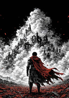 Warrior Facing Ruined City