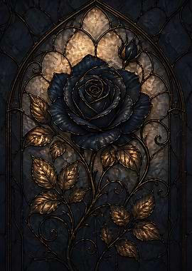 Gothic Rose Stained Glass Art