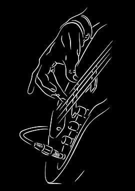 Hand playing a bass guitar