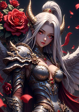 Fantasy Angel Warrior with Roses