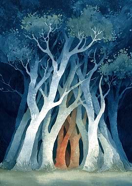 Enchanted Forest with Glowing Entrance