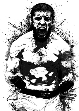 Fighter Yelling with Splatter Effect