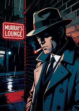 Noir Detective in Rainy Alley