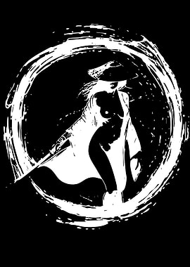 Samurai Warrior in Ink Circle