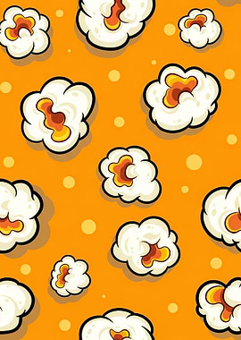 Popcorn Pattern on Orange Background