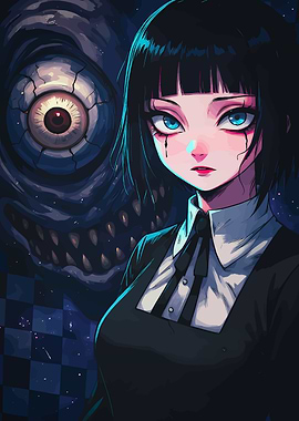 Anime Girl and Monster Eye
