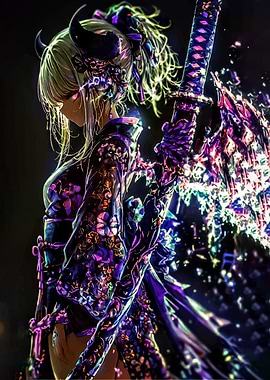 Anime Samurai with Glowing Katana