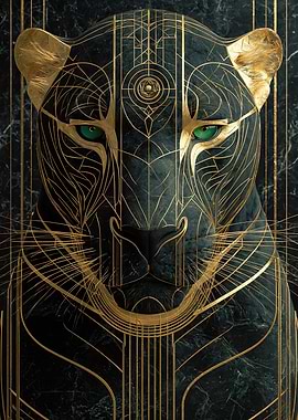 Art Deco Panther Portrait