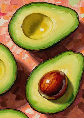 Avocado Halves Painting