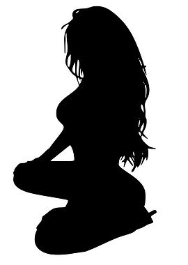 Silhouette of a woman kneeling
