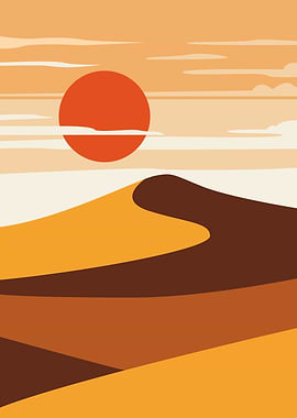 Desert Sunset with Dunes