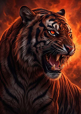 Fierce Tiger with Glowing Eyes