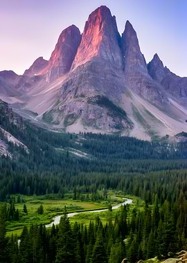 Majestic Mountain Peaks at Sunrise