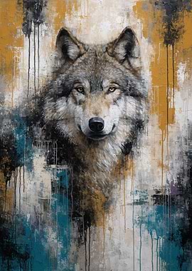 Wolf Portrait with Abstract Background