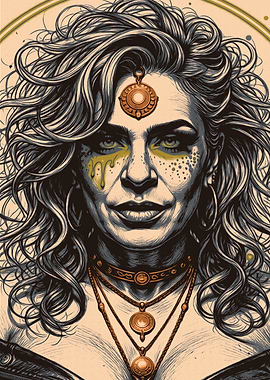 Mysterious Woman with Ornate Jewelry