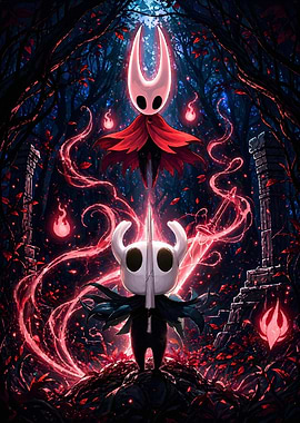 Hollow Knight Characters in Dark Forest