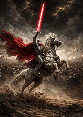 Knight on Horseback with Glowing Sword