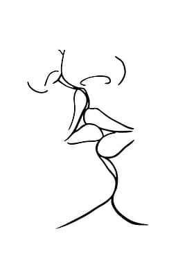 Minimalist Kiss Line Art
