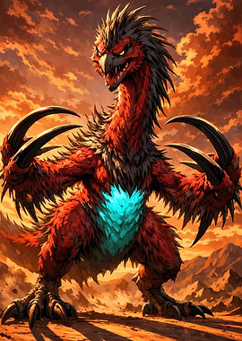 Fierce Red Dinosaur Monster
