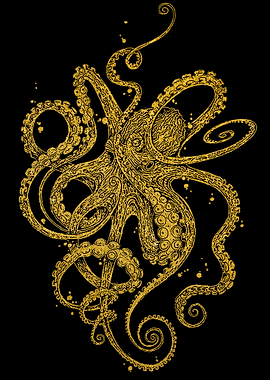 Golden Octopus Illustration