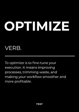 Optimize Definition Poster – Success Mindset, Office Wall Decor, Minimalist Black and White Poster