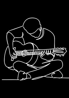Minimalist Guitarist Playing Acoustic Guitar