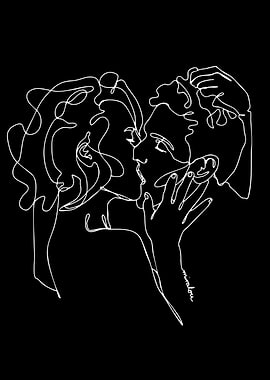 Couple Kissing Line Art