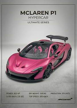 pink sport McLaren P1 Hypercar poster