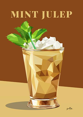 Low Poly Mint Julep Cocktail Illustrations