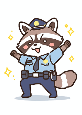 Cute Raccoon Police Officer Dancing